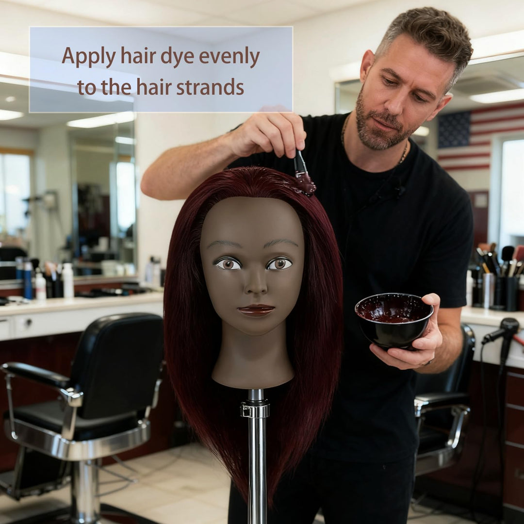 Mannequin Kopf 100% Frisierkopf Echthaar Trainingsköpfe für Friseur Praxis Flechten Haar Styling mit