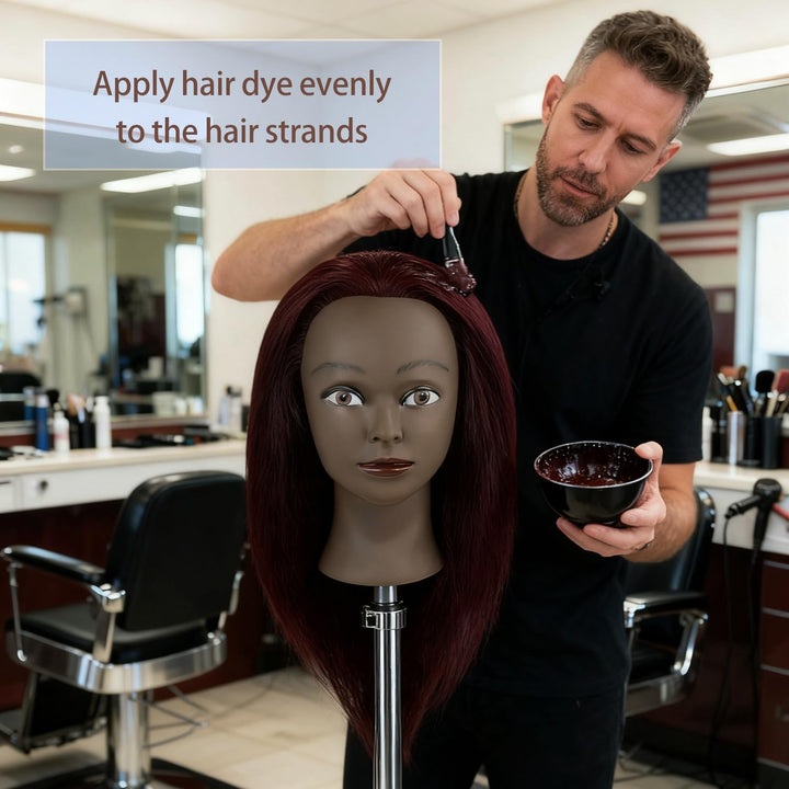 Mannequin Kopf 100% Frisierkopf Echthaar Trainingsköpfe für Friseur Praxis Flechten Haar Styling mit