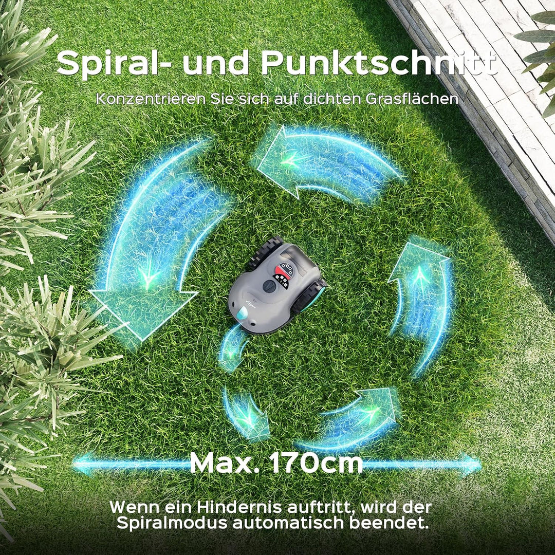 V100 Mähroboter ohne Begrenzungskabel, mit Vision-Navigation, Hindernisvermeidung(150 Arten), 4,0 Ah