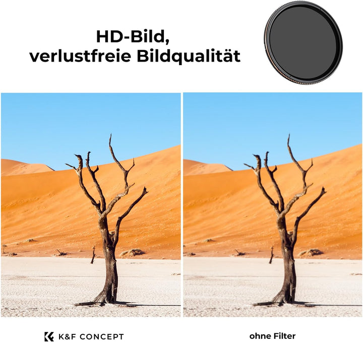 K&F CONCEPT Nano-X Serie ND Filter 82mm Variabler Graufilter ND4-32 (2-5 Blendenstufen), 82mm