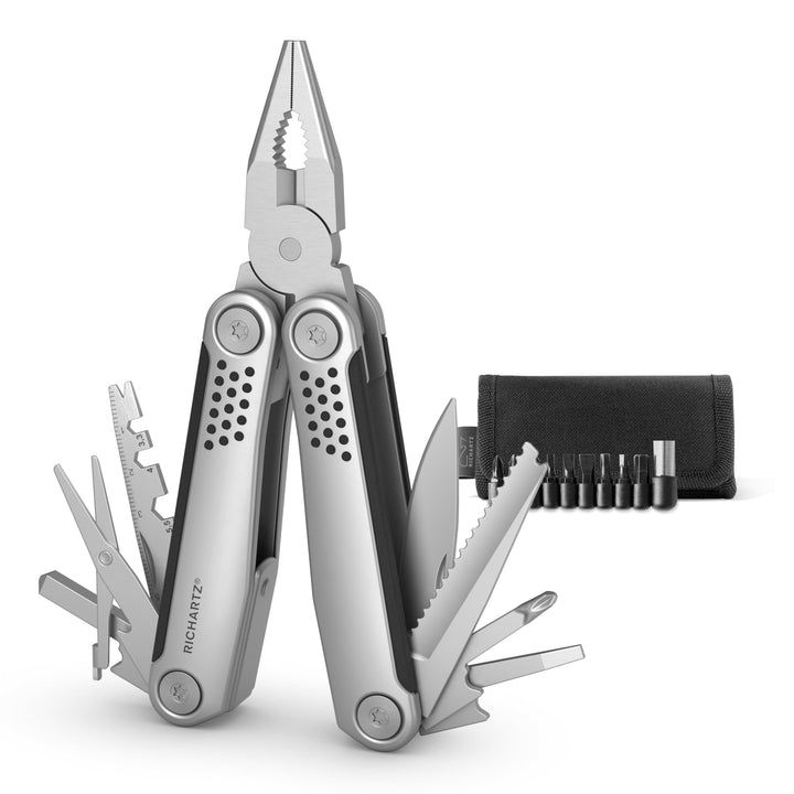 STRUKTURA tool 25+ | Multitool mit 25 Funktionen | matt gestrahlter Edelstahl | | ergonomische Kunst