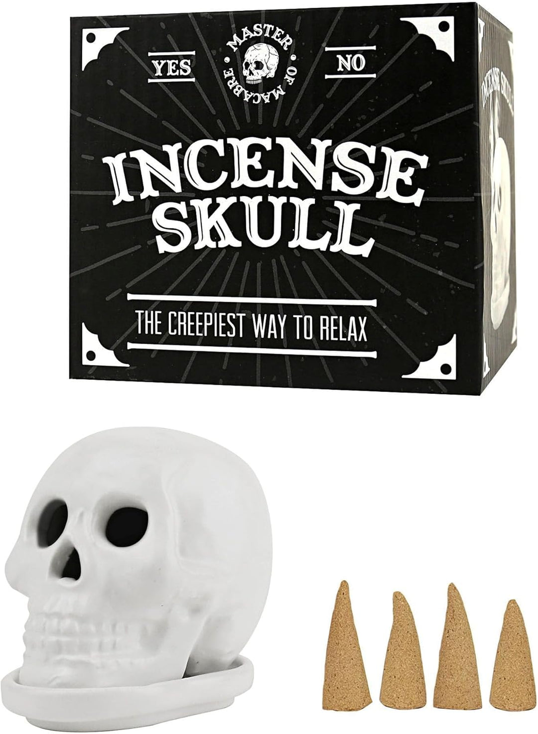 GR Gift Republic 17534 Räucher Totenkopf, Weiss, 20 x 16 x 14 cm