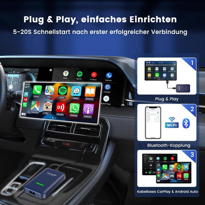 CarlinKit 4.0 Wireless CarPlay/Wireless Android Auto Adapter für werksseitig verkabeltes CarPlay-Aut