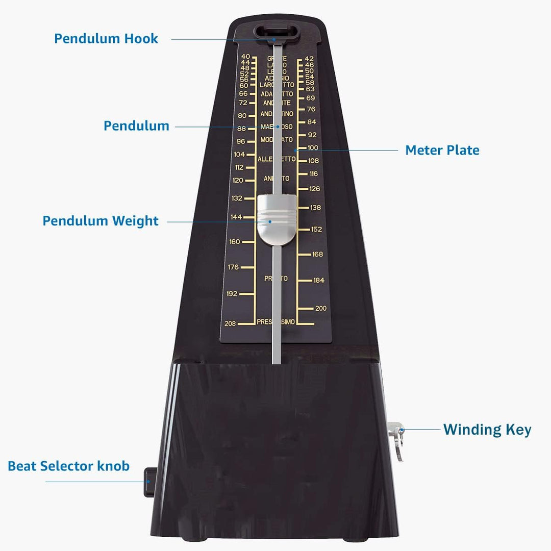 SOLO Mechanisches Metronom mit Akzentglocke, Präziser Takt und Kräftiger Klang, geeignet für Klavier