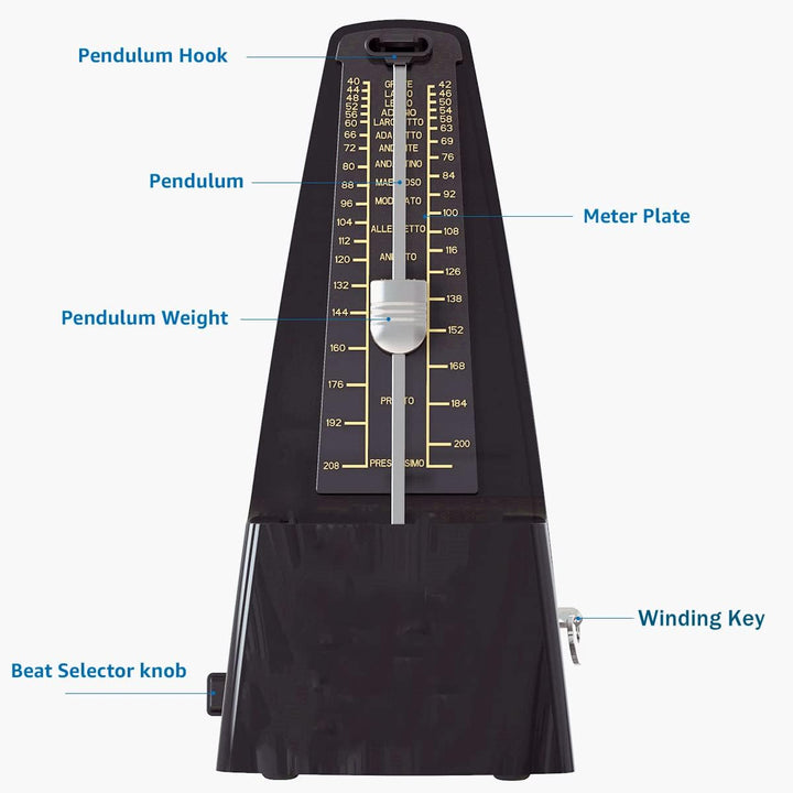 SOLO Mechanisches Metronom mit Akzentglocke, Präziser Takt und Kräftiger Klang, geeignet für Klavier