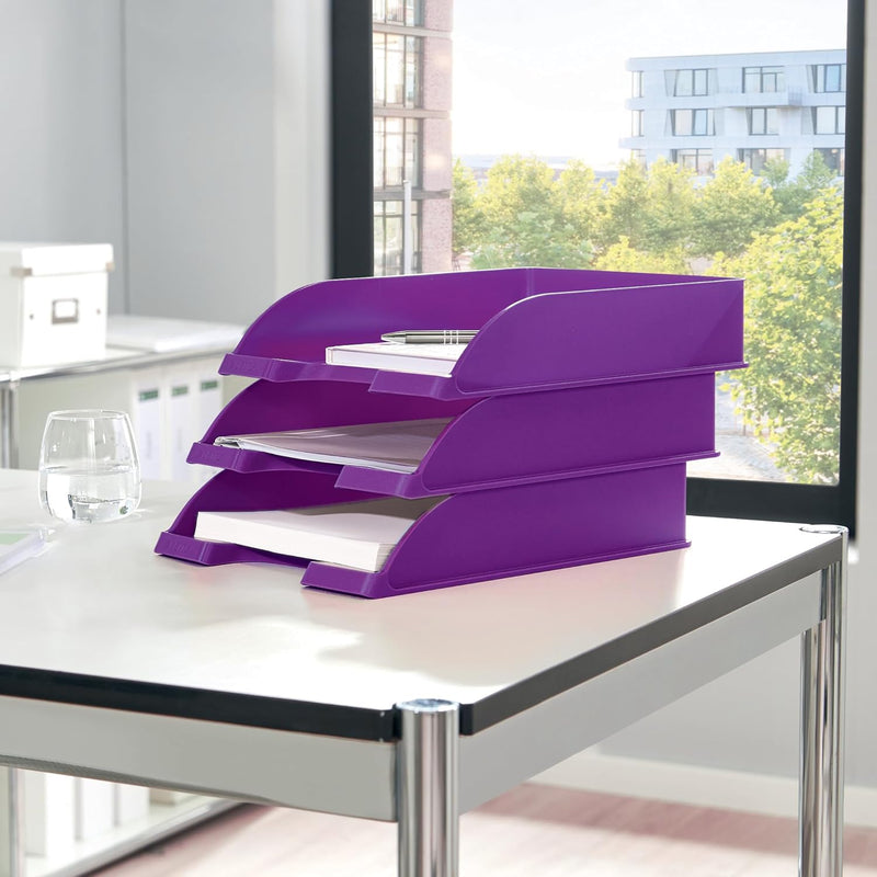 Leitz Briefkorb, A4, 5er Pack, Violett, WOW-Serie, 52263062 Violett 5 Stück, Violett 5 Stück