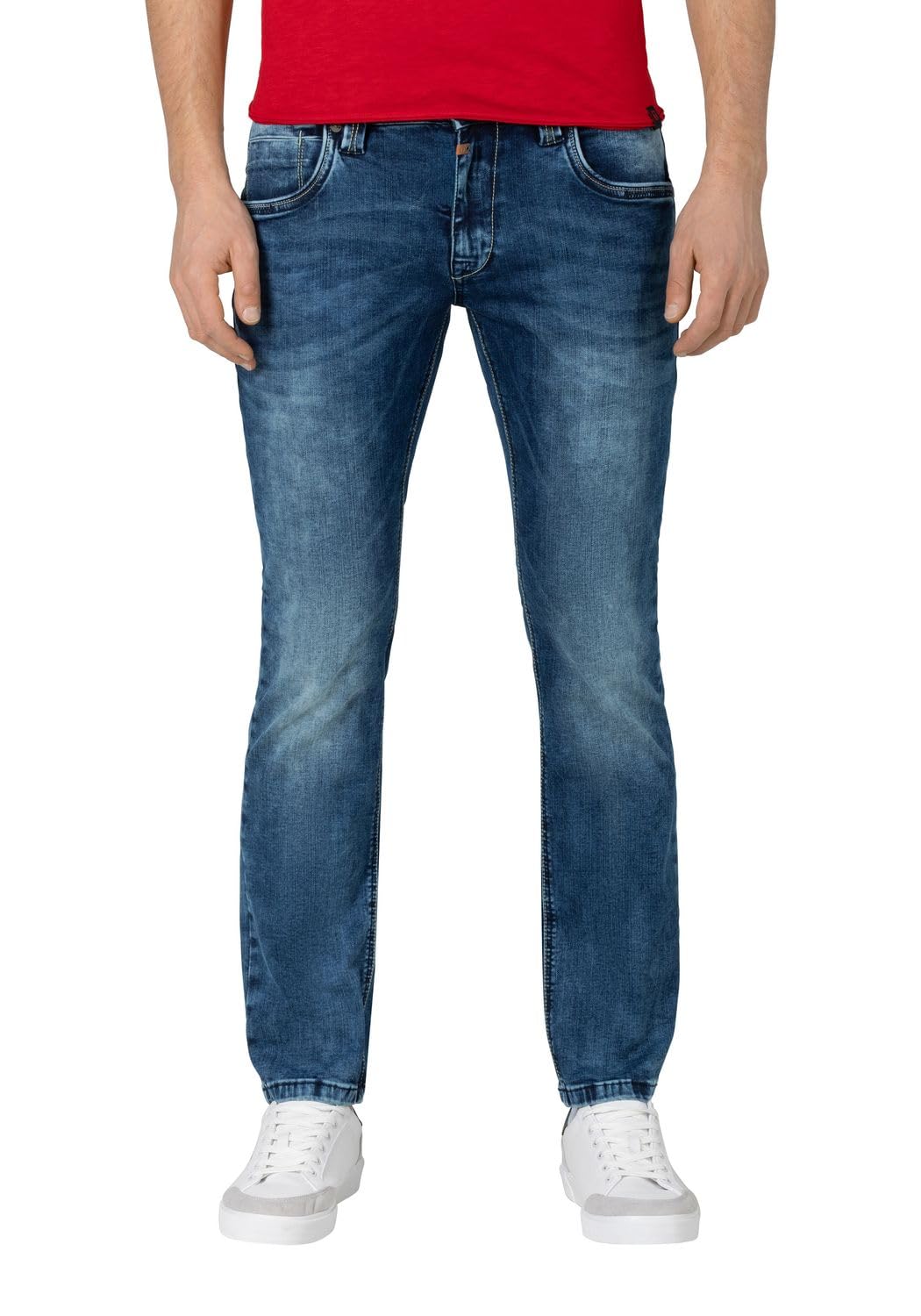 Timezone Herren Jeans Slim EDUARDOTZ Mid Waist - Slim Fit - Blau W29-W40 Stretch 30W / 32L Blau (Whi
