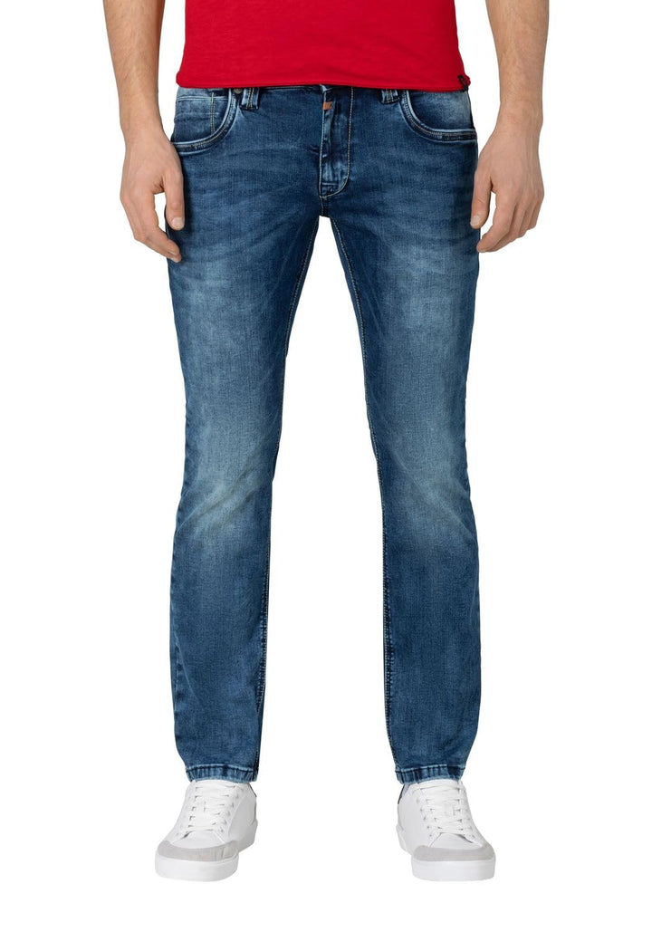 Timezone Herren Jeans Slim EDUARDOTZ Mid Waist - Slim Fit - Blau W29-W40 Stretch 30W / 32L Blau (Whi