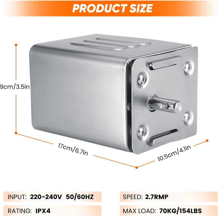 Grillmotor füR Grillspiess 15W 220v Edelstahl BBQ Grill Grillmotor 50-70kg Drehspiess Grill Ziegensc