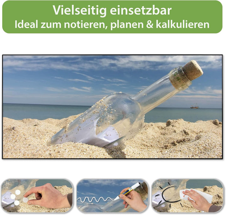 banjado Magnettafel schwarz 78 x 37cm / Magnetwand Metall/Magnetpinnwand als Memoboard/Pinnwand Magn