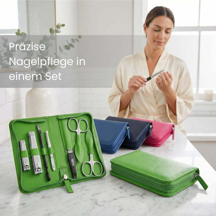 Maniküre Set 7-teilig – Reissverschluss-Etui mit Instrumenten aus Edelstahl & Karbonstahl – Maniküre