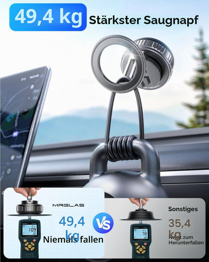 MRGLAS 360°Drehbare Vakuum Handyhalterung Auto Magnetische, Magsafe Handyhalterung, KFZ Autohalterun