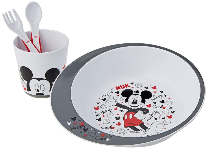 NUK Disney Mickey Maus Esslernset | Geschenkbox | BPA frei | ab 6 Monate Grau, Grau