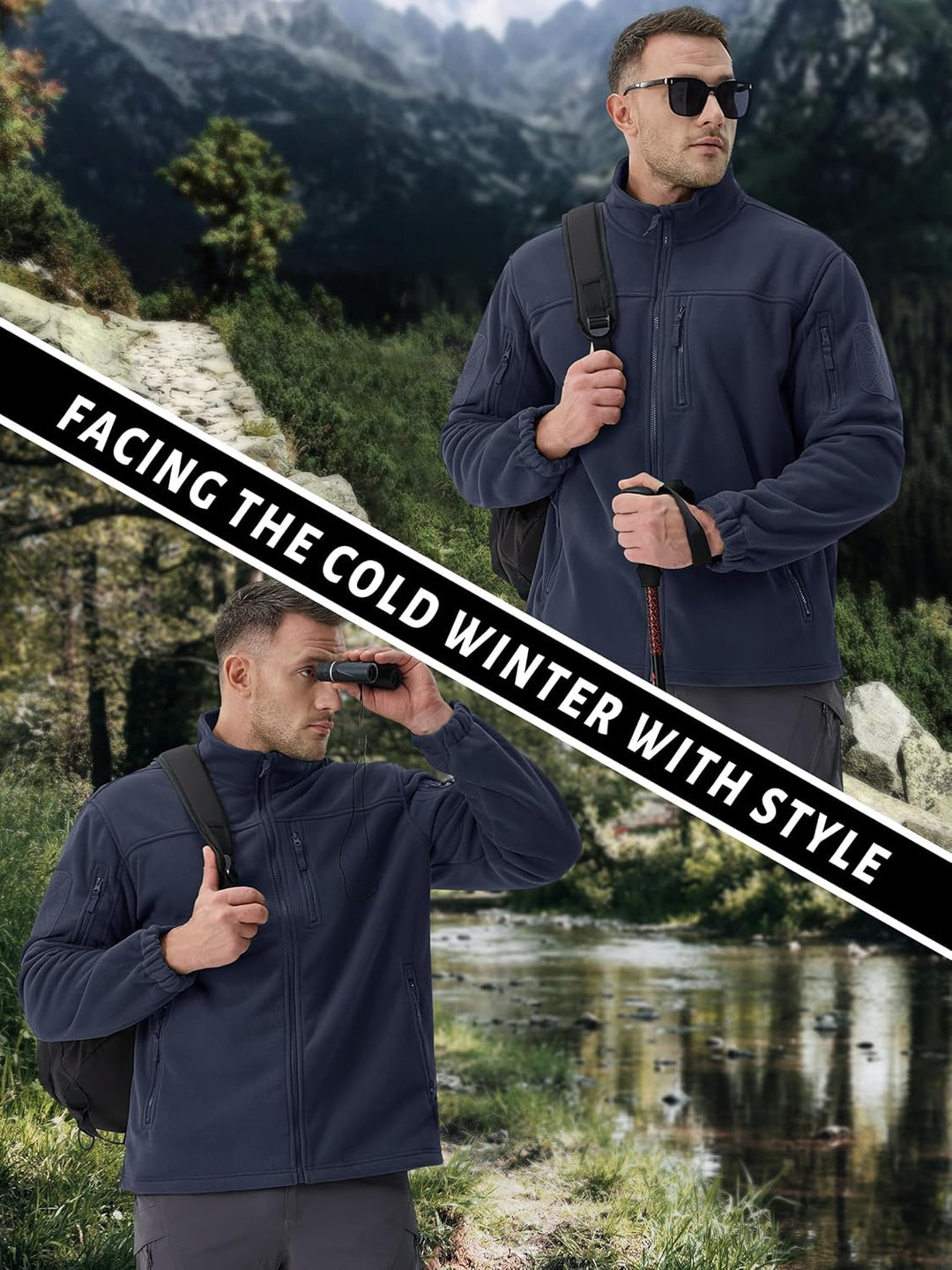 TACVASEN Herren Militär Outdoor Fleecejacke Warme Taktische Jacke Fleece Jacket, S Schwarzblau