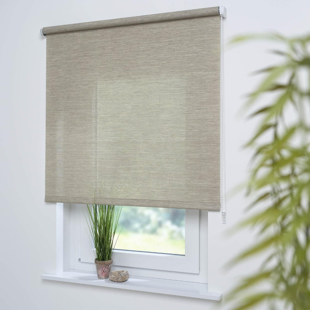 Liedeco® Rollo, Fenster Rollo, Kettenzug-Rollo / 62 x 180 cm (Breite x Höhe), Struktur Natur Sand/St