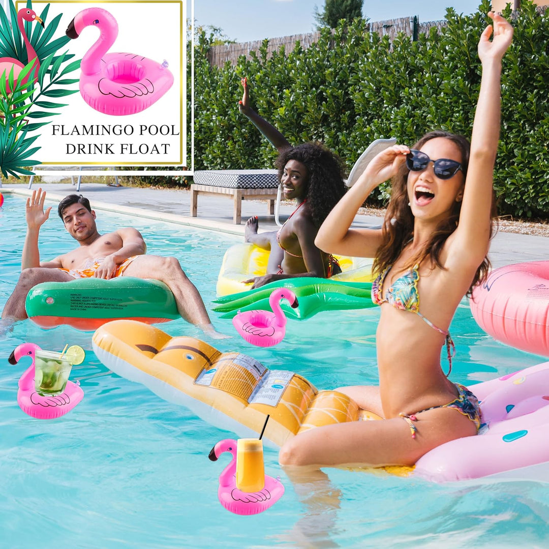 90 Stück Aufblasbarer Flamingo-Getränkehalter Bulk Blow Up Flamingo Drink Float Pink Aufblasbarer Fl