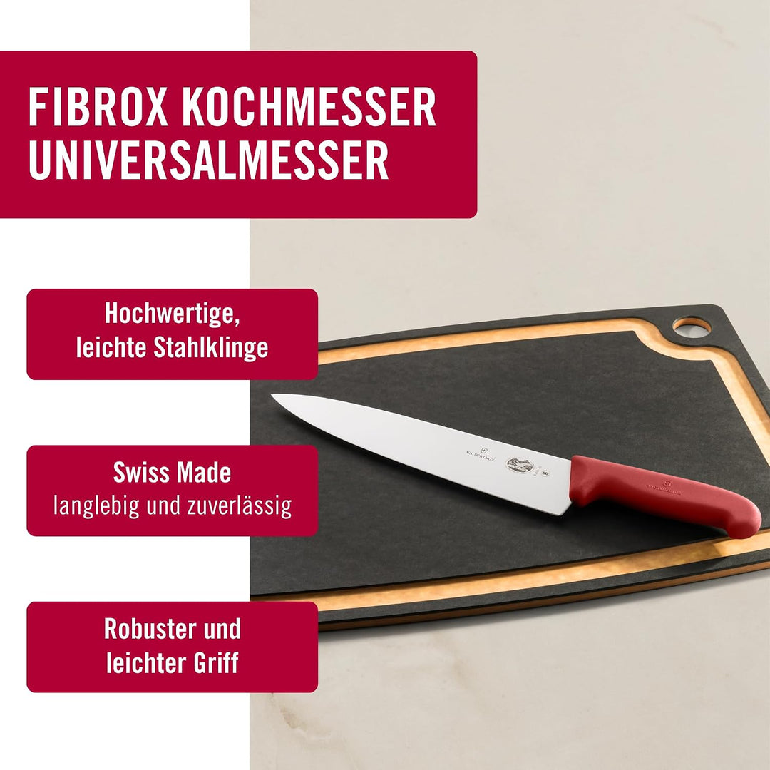 Victorinox Fibrox Kochmesser, Breites Universalmesser für Fleisch, Fisch, Gemüse und Kräuter, 25 cm,