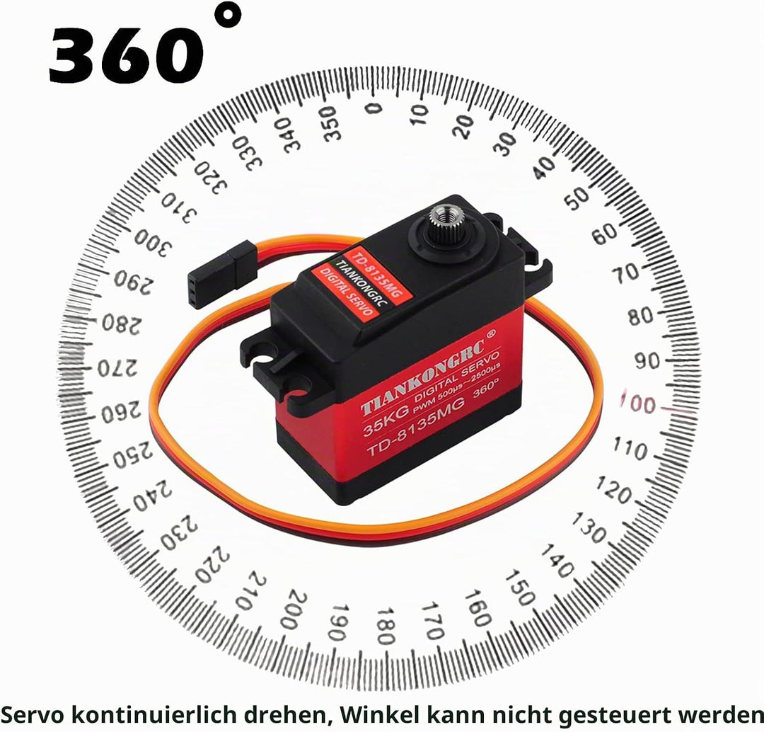 Wishiot TD-8135MG 35KG 360 Grad kontinuierliche Drehung Servo Digital Coreless 500μs-2500μs grosses