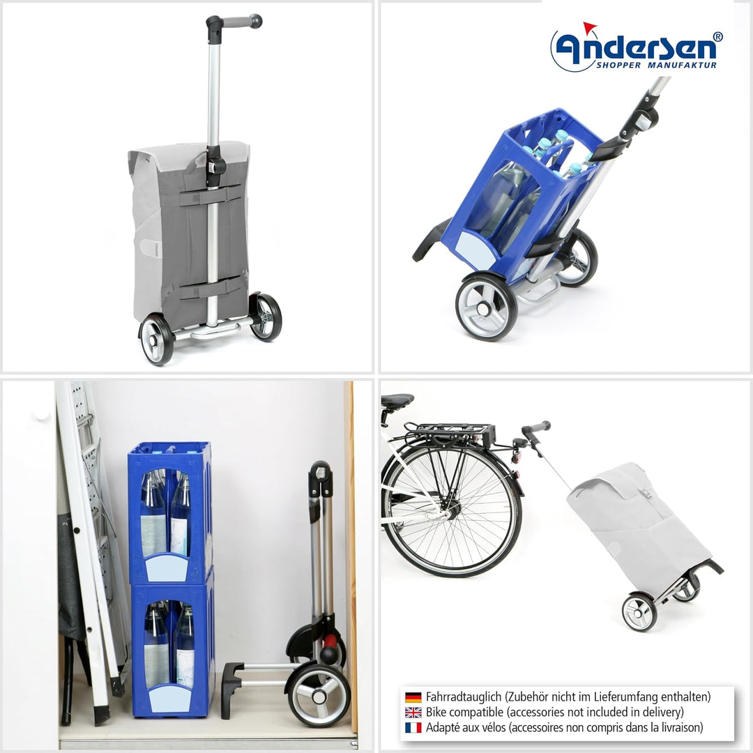 ANDERSEN Einkaufstrolley - Unus Shopper Fun Tilde rot | mit ergonischem 3-Wege-Griff, klappbar, aus