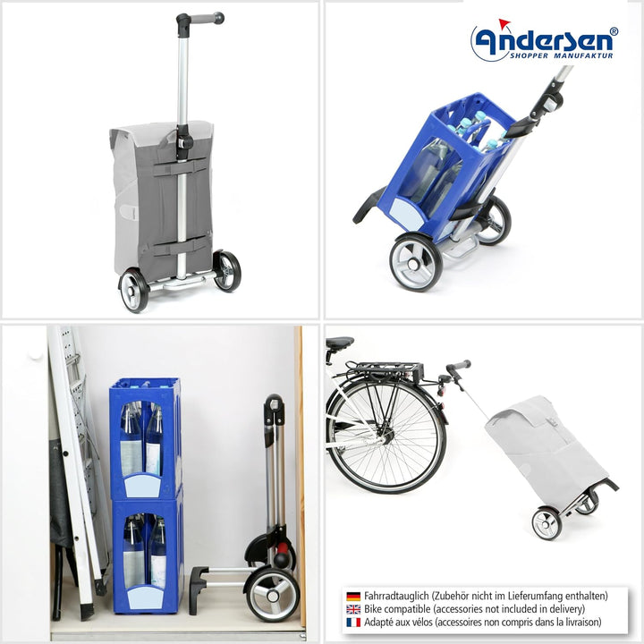 ANDERSEN Einkaufstrolley - Unus Shopper Fun Tilde rot | mit ergonischem 3-Wege-Griff, klappbar, aus