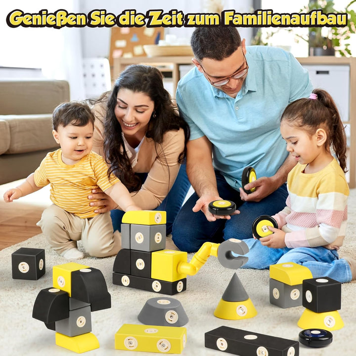 Magnetische Bausteine Spielzeug für Kinder 1-3, 30 Stück Roboter Weiche Lernspielzeug für Kinder, ST