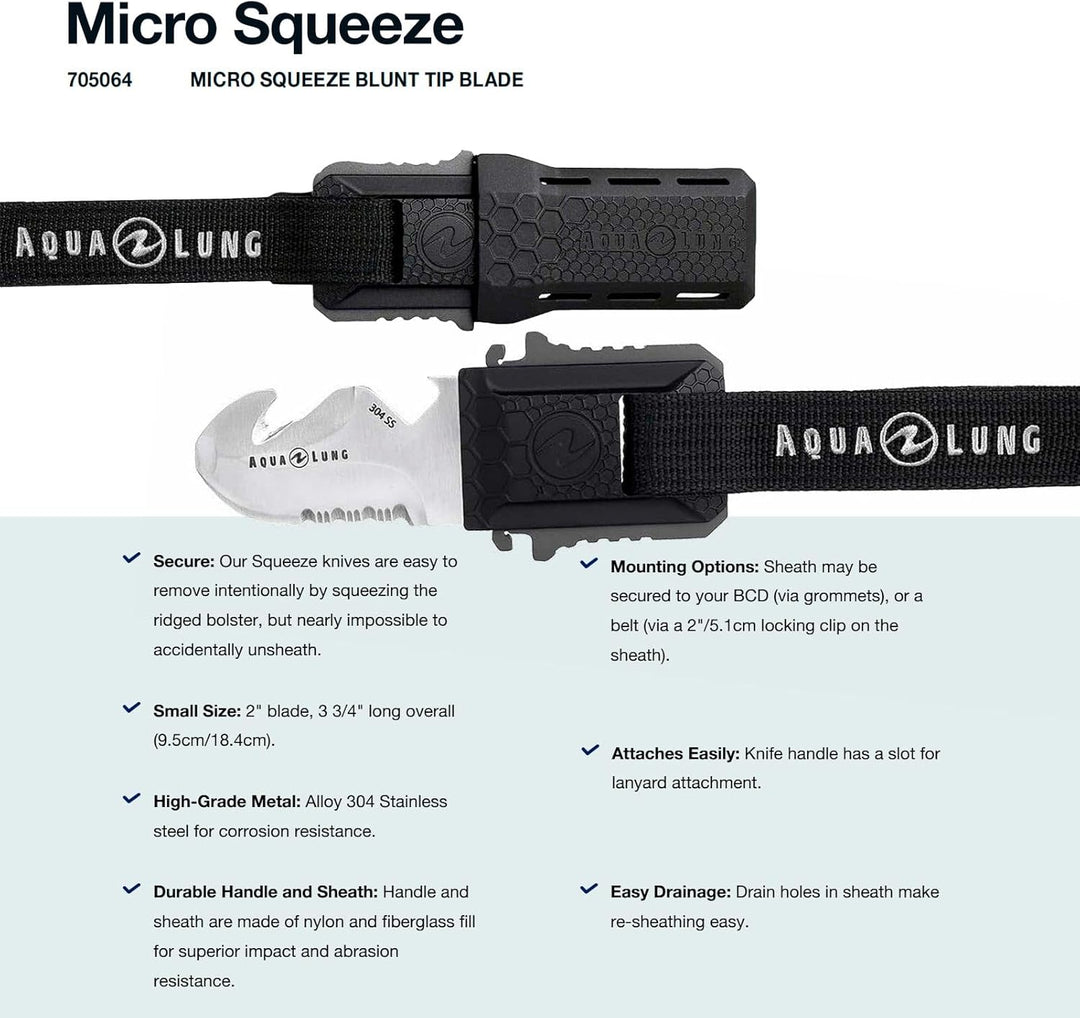 Aqua Lung Mikro-Quetschmesser, Schwarz Blunt Tip, Blunt Tip