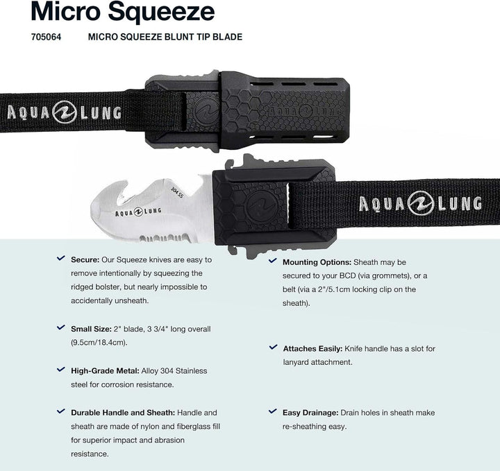 Aqua Lung Mikro-Quetschmesser, Schwarz Blunt Tip, Blunt Tip