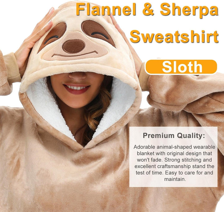 LATH.PIN Panda Übergrosse Decken-Hoodie Flanell mit Kapuze Pulloverdecke Sweatshirt Unisex Kapuzenpu