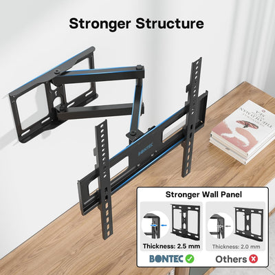 BONTEC TV Wandhalterung für 26-65 Zoll Flach- und Curved-Fernseher, Schwenkbar und Neigbar, Ausziehb