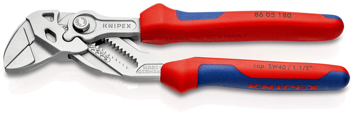 KNIPEX Zangenschlüssel, Multi-Schraubenschlüssel, Chrom-Vanadium, Rostschutz verchromt, 180 mm, 86 0