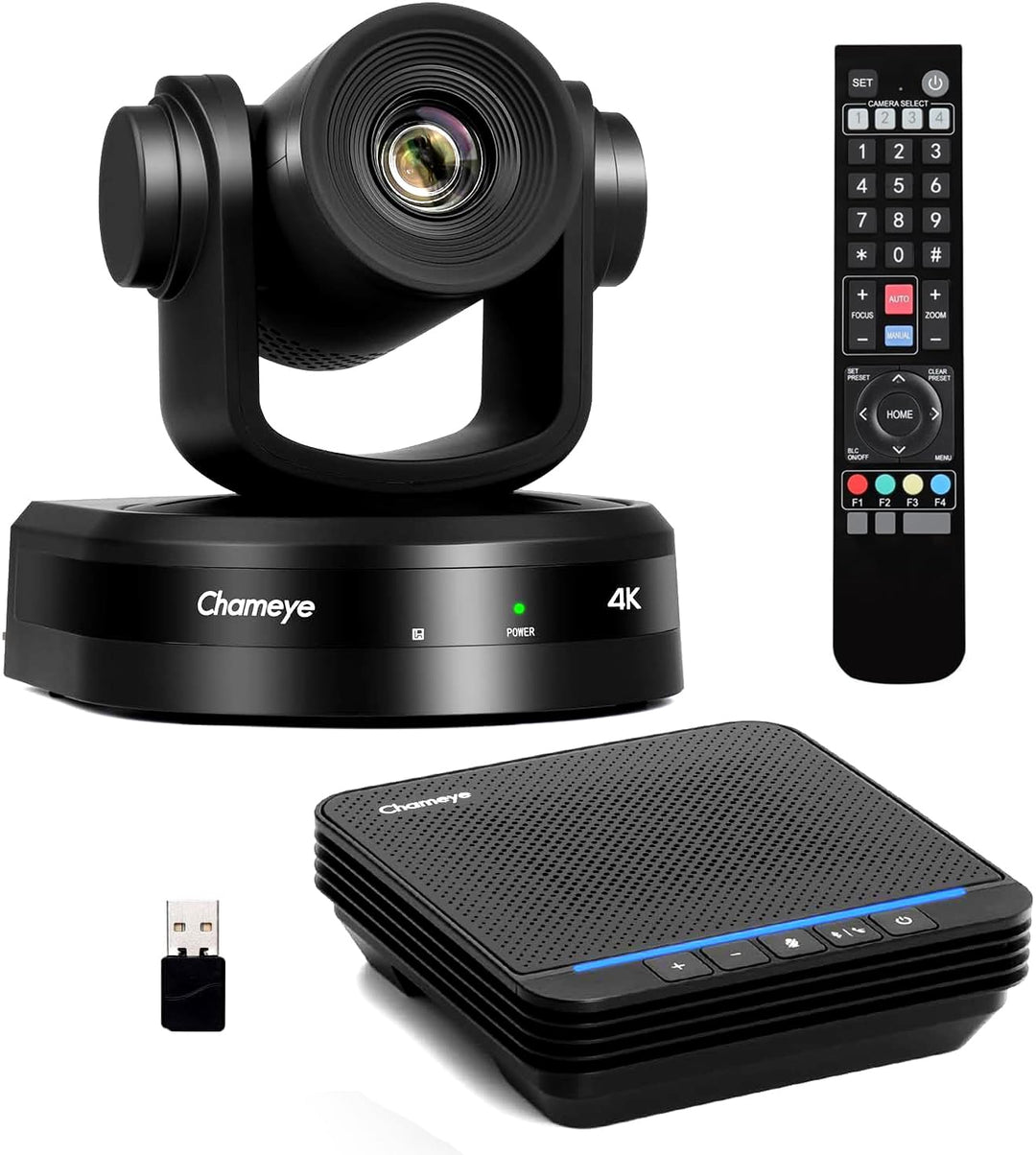 Chameye 4K 10x AI PTZ Konferenzkamera Set mit Bluetooth Konferenzmikrofon, 4K PTZ Kamera mit KI-Auto