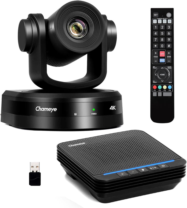 Chameye 4K 10x AI PTZ Konferenzkamera Set mit Bluetooth Konferenzmikrofon, 4K PTZ Kamera mit KI-Auto