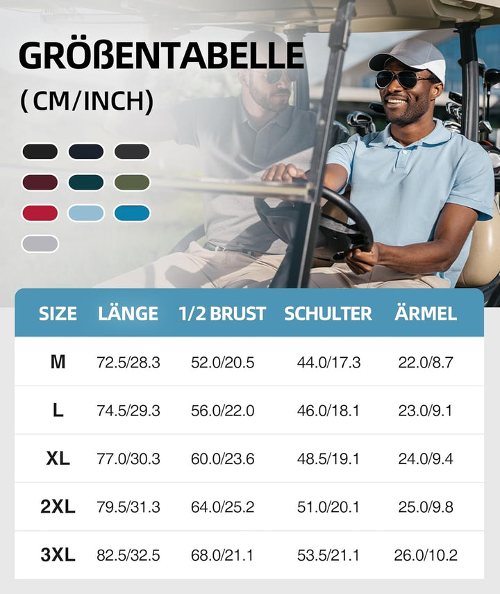 SwissWell Polo Shirts Herren Kurzarm Golf Tennis Atmungsaktives Outdoor Sommer Sports Poloshirt mit