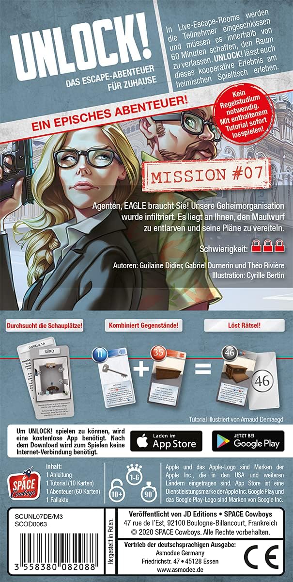 Asmodee, Unlock! – Mission #7, Familienspiel, Rätselspiel, 1-6 Spieler, Ab 10+ Jahren, 90+ Minuten,