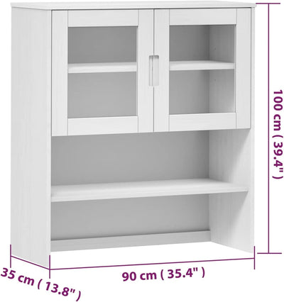 Tidyard Highboard Sideboard-Aufsatz Mit 3 Böden und 2 Glastüren Schrank Sideboard Anrichte Beistells