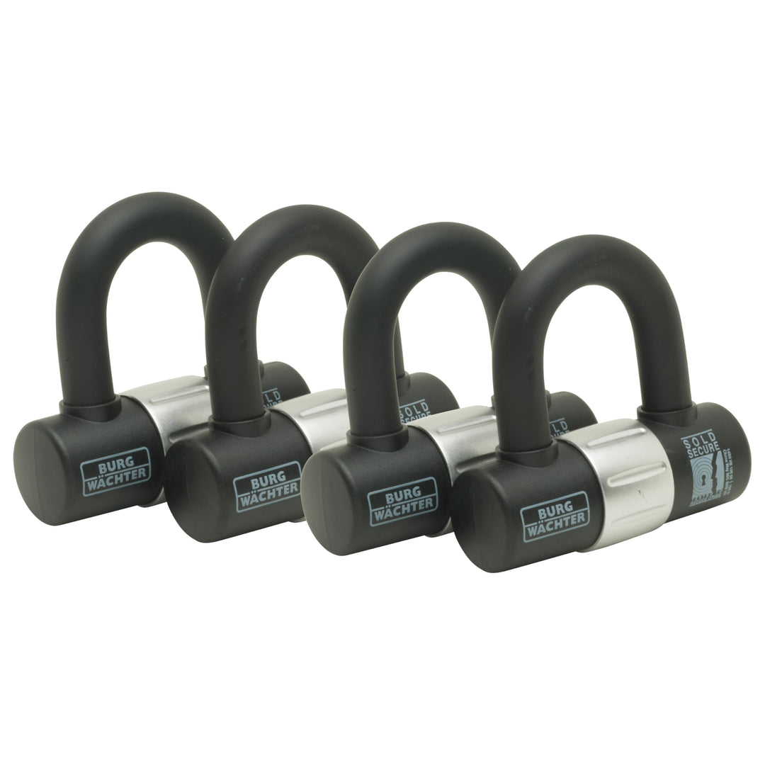 Burg Wächter 100D Quadra Sold Secure Gold gleichschliessendes U-Schloss, Quad-Pack, Schwarz Quad Key