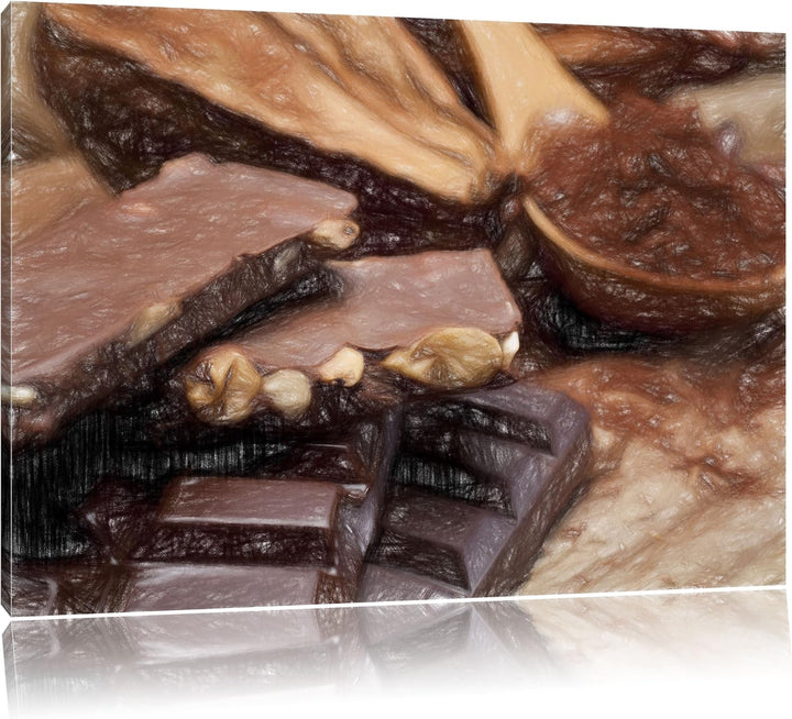 Pixxprint Leckere Schokolade als Leinwandbild/Grösse: 100x70 cm/Wandbild/Kunstdruck/fertig bespannt,