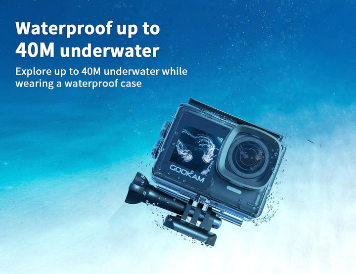 GO7 Action Cam 4K Dual Touchscreen Unterwasserkamera 40M mit 2.4G Fernbedienung EIS Anti-Shake 170°