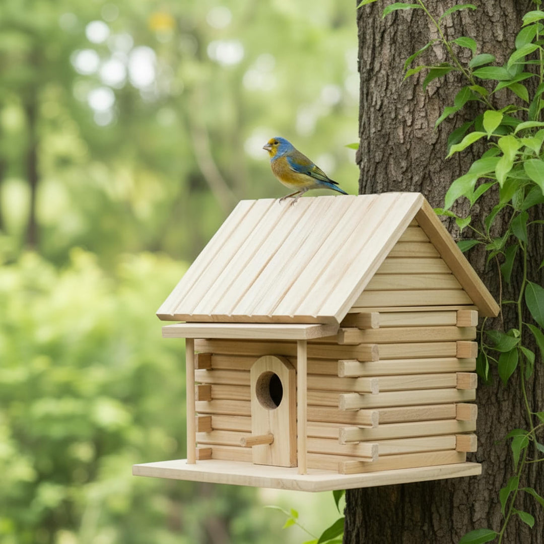 Vogelhäuschen für den Aussenbereich – Rustikales hängendes Vogelhaus aus Holz, natürliche Gartendeko