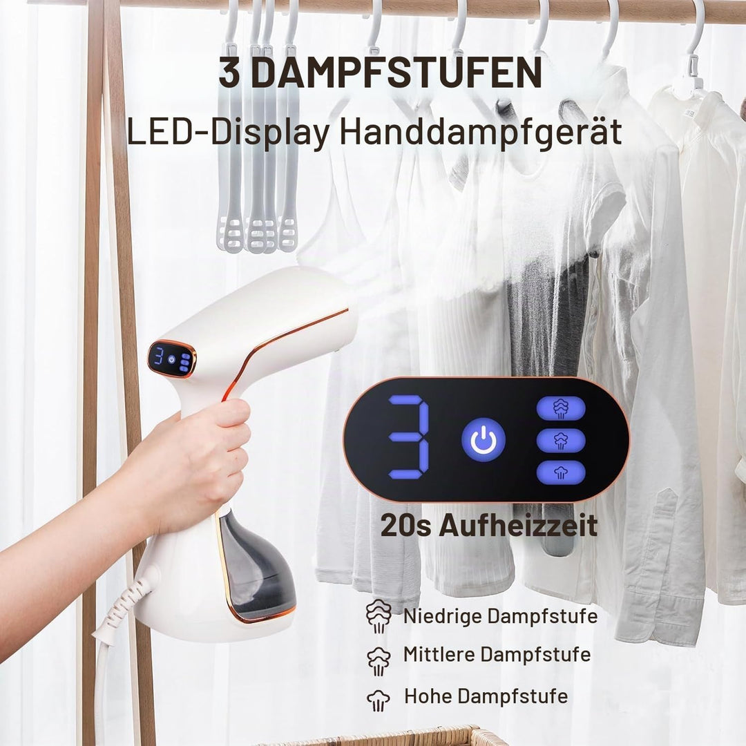 OKYUK Steamer Dampfglätter 1800W, Tragbarer Dampfglätter Konstante, Hemdenbügler, 320ml Dampfbügelei