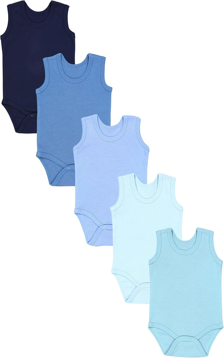 TupTam Baby Jungen Achselbody – Weicher Baby Body im 5er Pack aus Baumwolle, Body Baby Unifarben OEK