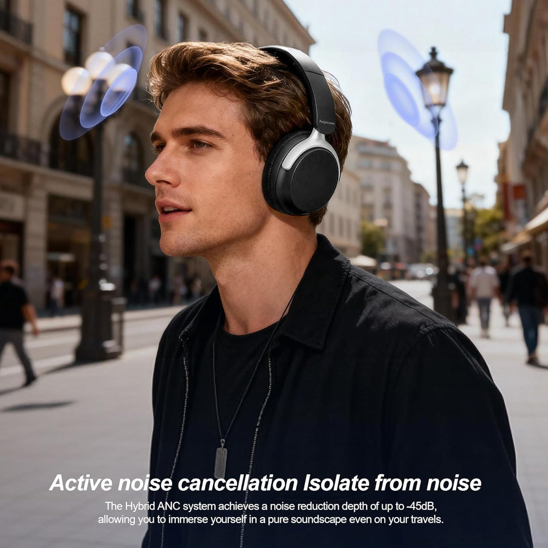 Noise Cancelling Over-Ear Kopfhörer – Wireless 5.4 Headphones mit 80-Stunden Akku, starkem Bass, fal
