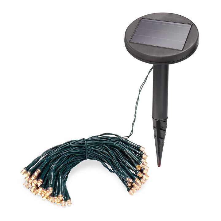 Esotec Solar Lichterkette, 6m, 60 LEDs, warmweiss, Zuleitung 2m, Akku, Solarmodul, Erdspiess, Aussen