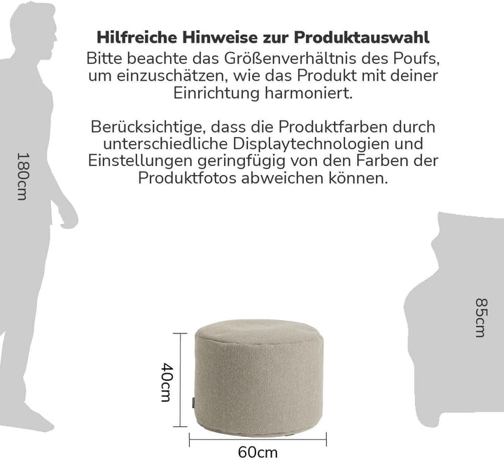 mokebo® Pouf, Hocker o. Sitzhocker 60x40cm 'Der Ruhepouf', Bodenkissen rund & Fusshocker fürs Wohnzi