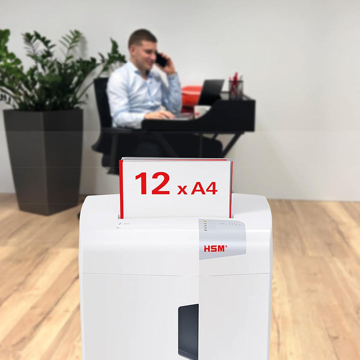 HSM shredstar X12pro Office Aktenvernichter, Partikelschnitt P5, 12 Blatt, mit separatem CD Schredde