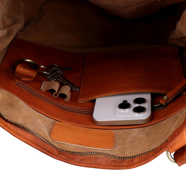 Gusti Handtasche Leder- Therese Damen Handtasche Umhängetasche Shopper Ledertasche Braun Leder