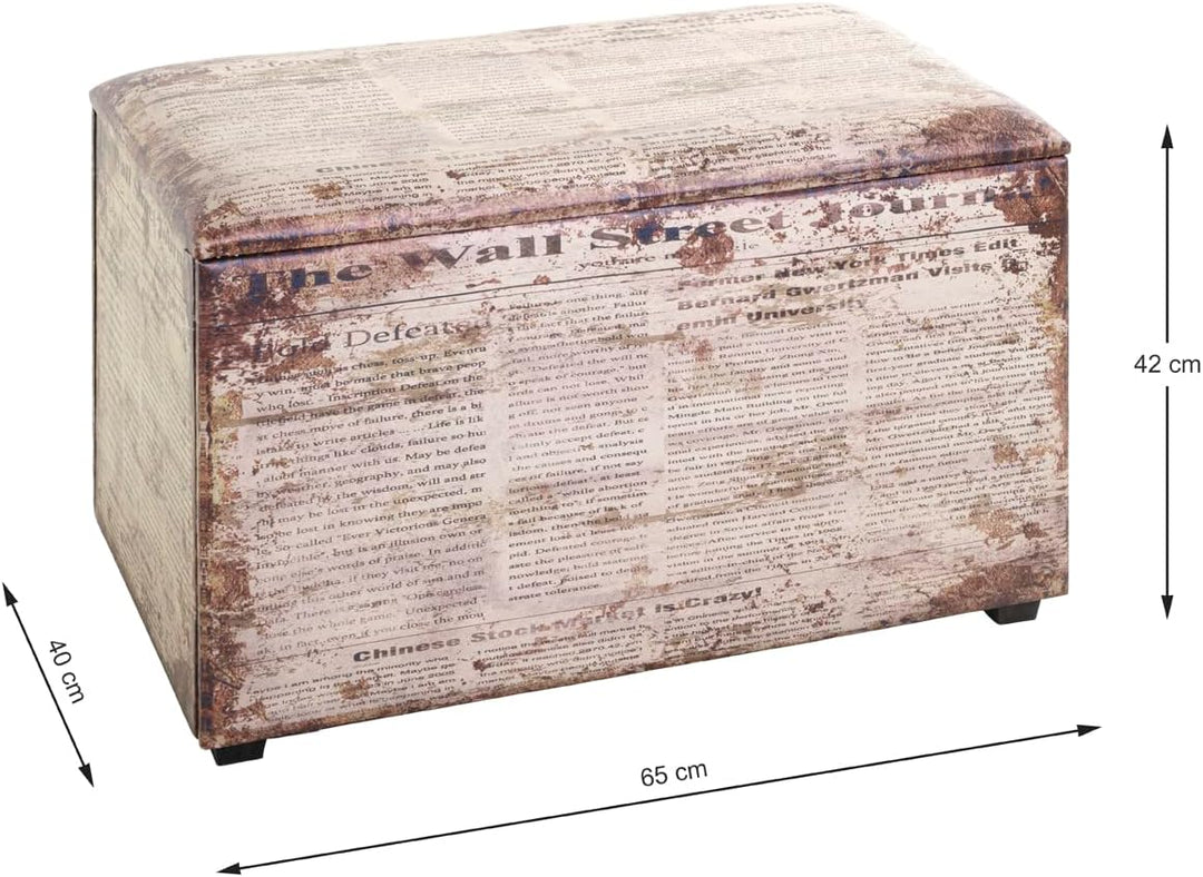 HAKU Möbel Sitztruhe, Kunstleder, Motiv, B 65 x T 40 x H 42 cm Wall Street 65 x 40 x H 42 cm Motiv,