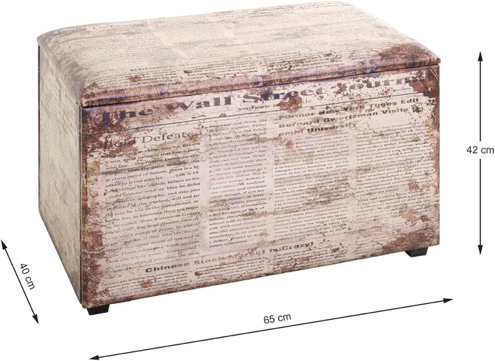 HAKU Möbel Sitztruhe, Kunstleder, Motiv, B 65 x T 40 x H 42 cm Wall Street 65 x 40 x H 42 cm Motiv,