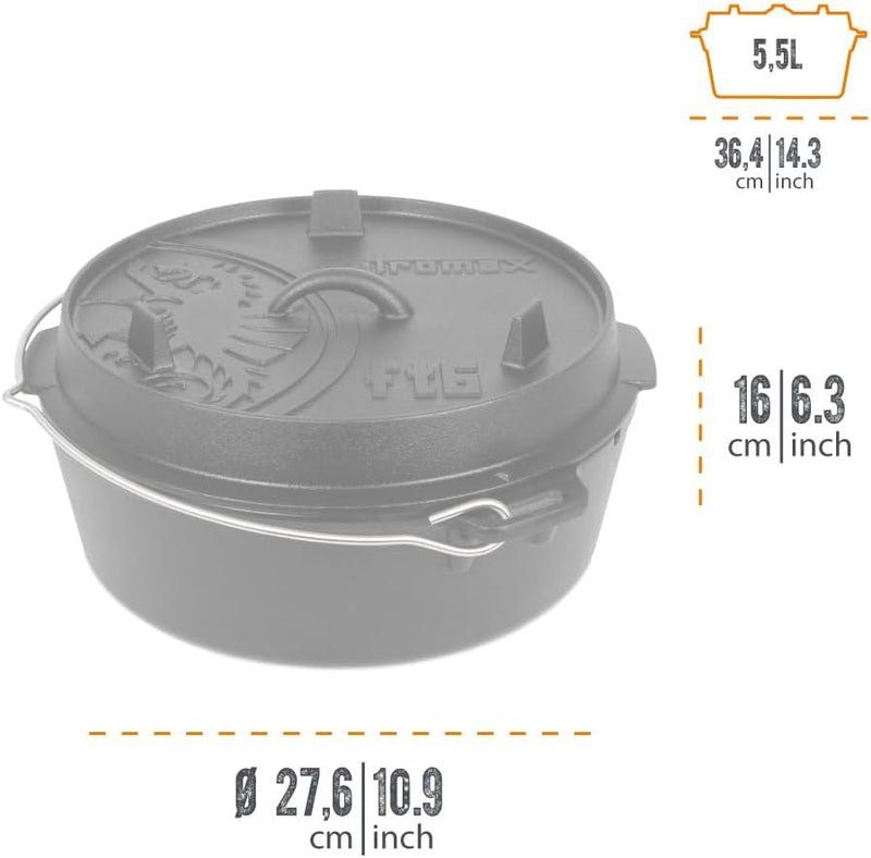 Petromax Dreibein-Set mit Dutch Oven inkl. Zubehör, Set aus Dreibein, Dutch Oven, Dreibein Tasche, H