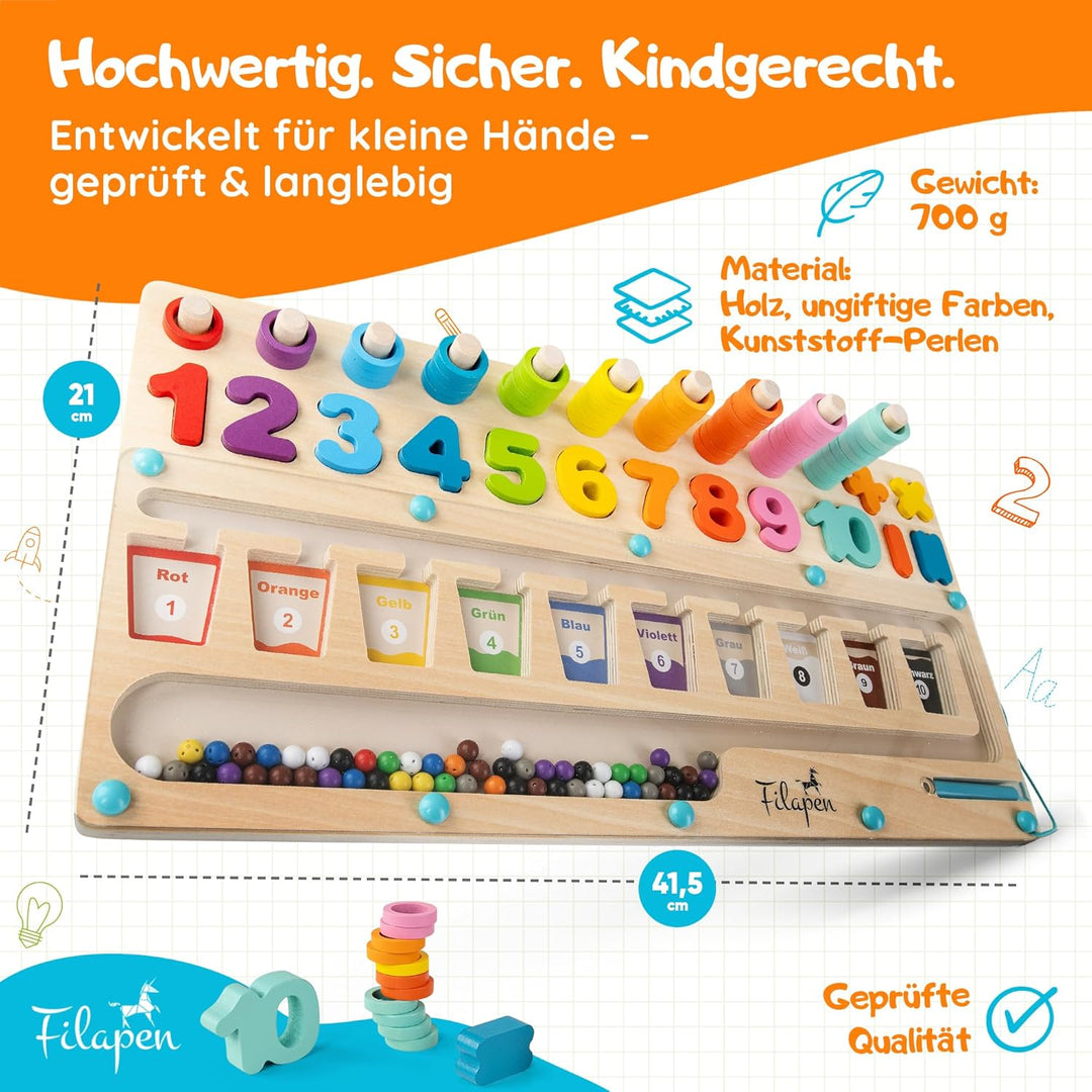 Filapen® Montessori Spielzeug ab 3 Jahren I Pädagogisches Motorikspielzeug I Farben &amp; Zahlen Lernen